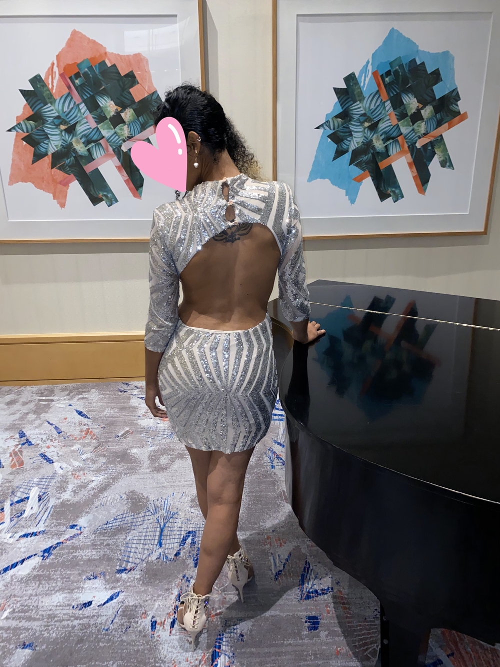 Silver Sequin Backless Mini Dress